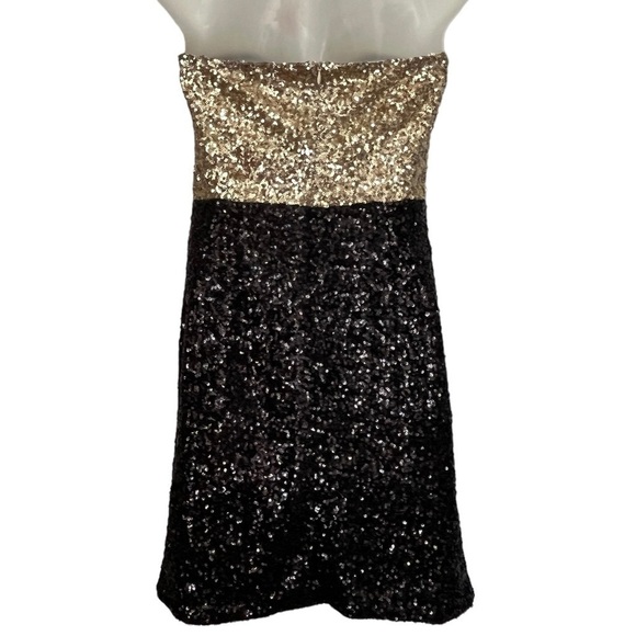 C. Luce Sequined Strapless Gold & Black Dress Size Medium - Picture 2 of 16